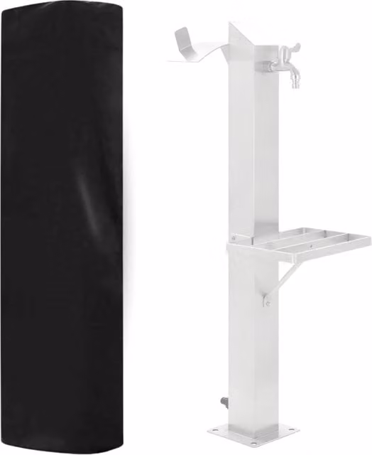 Fontana da giardino a colonna esterna M RUBINETTERIA modello Magnolia in acciaio inox color argento con cover impermeabile – 1