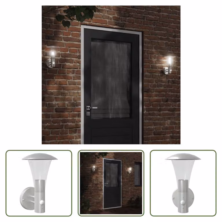 The Living Store Applique da esterno con rilevatore di movimento in acciaio inox argento