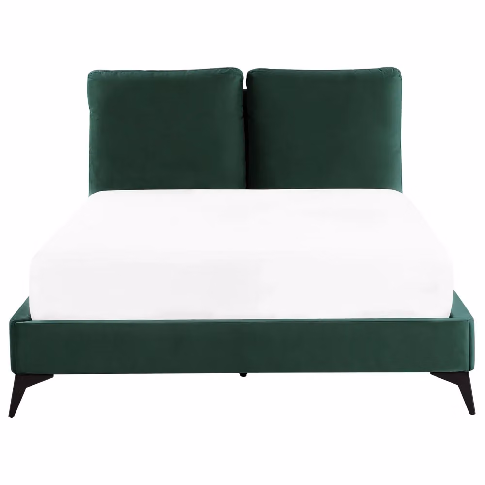 Letto imbottito moderno Beliani in velluto verde L/P/H: 140 x 200 cm – 2