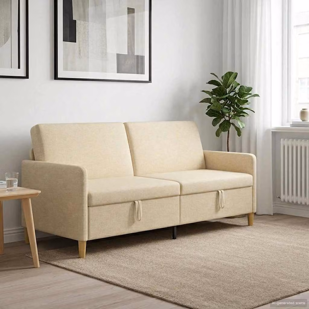 Divano letto moderno vidaXL con contenitore beige L: 192 cm, P: 78 cm, H: 87 cm