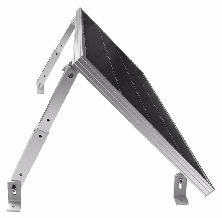 Supporto angolato per pannelli solari fino a 150 W, colore argento, in alluminio