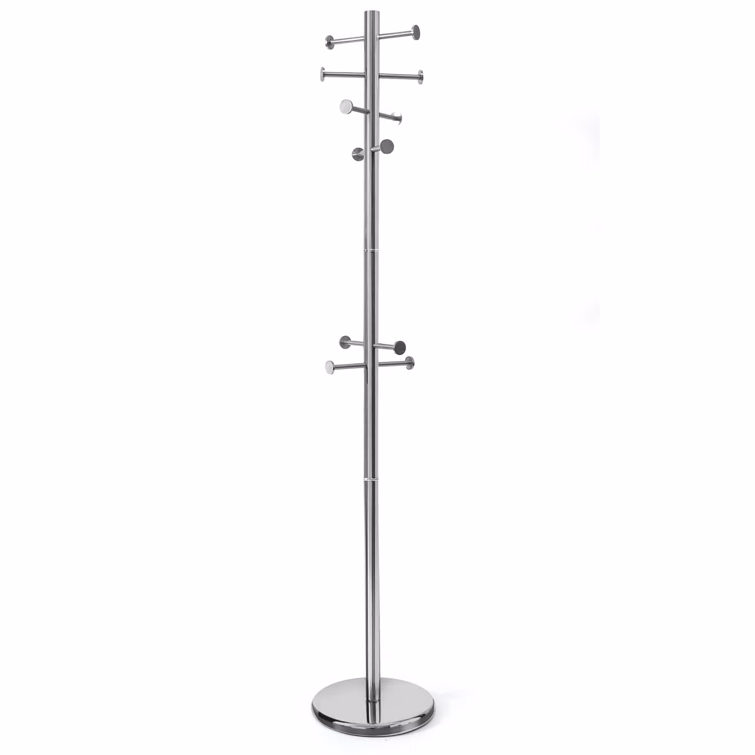 VESTIAMO CASA Appendiabiti da terra moderno in metallo argento con 12 ganci, Altezza: 176 cm
