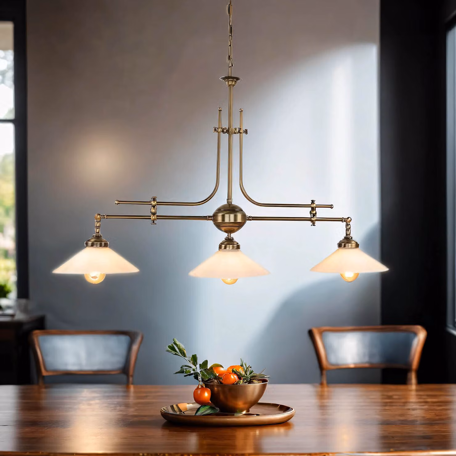 Lampada a sospensione ottone vetro art nouveau E27 Lampada a sospensione biliardo tavolo da pranzo bar