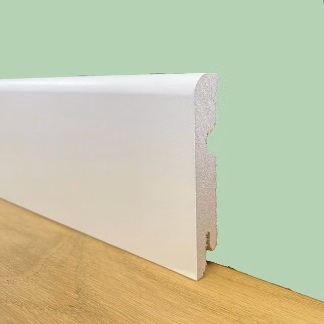 Battiscopa passacavo Eternal Parquet in fibra di legno MDF bianco L: 80 cm, H: 1,5 cm, P: 0,8 cm