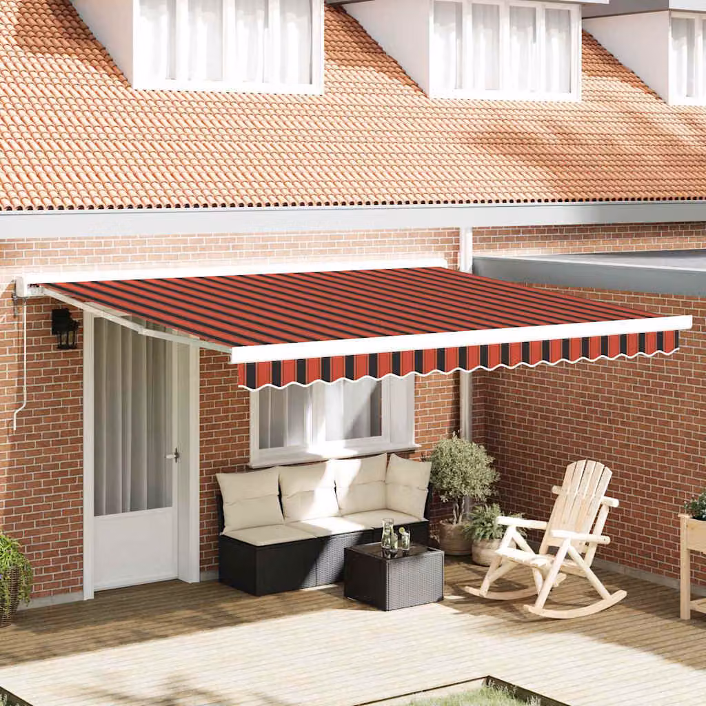 Tenda retrattile vidaXL con bracci pieghevoli in alluminio e tessuto in poliestere, colori giallo e arancione, L 400 cm x P 350 cm