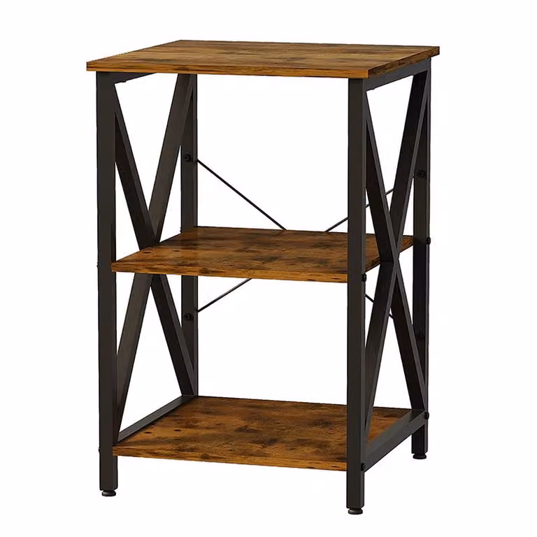 Tavolino Da Caffè Elegante Quadrato Rustico Scaffale In Legno Retrò