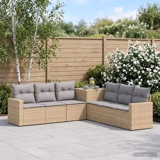 Set di divani 7 pz Beige e Grigio Chiaro 55 x 55 x 69 cm 3448789