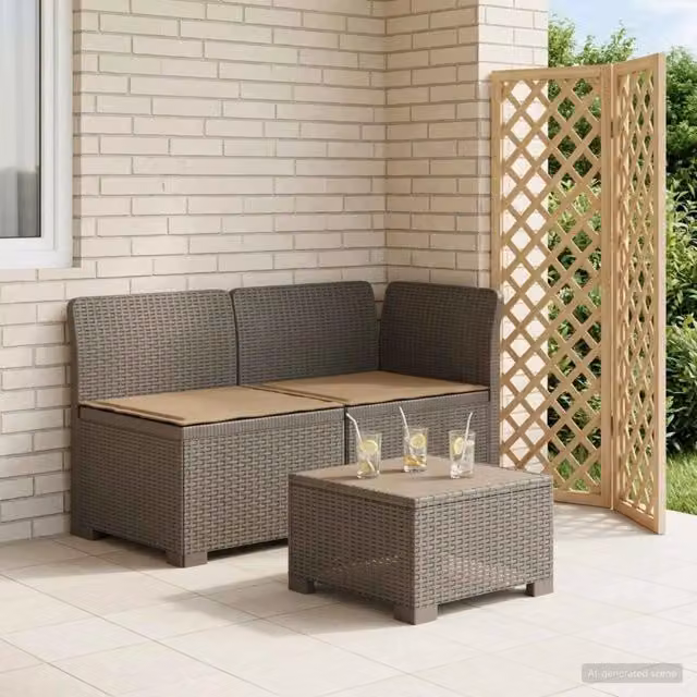 Divano da giardino a 2 posti con cuscini in stile rattan moderno, ideale per esterno, balcone o terrazza, colori grigio e marrone