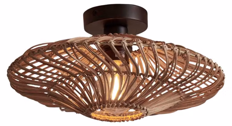 GOOD&MOJO - Plafoniera Zanzibar - Rattan/Bianco - Ø40cm