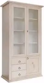 Vetrina in legno Shabby chic 3 cassetti 3 ante avorio anticato decorato a mano