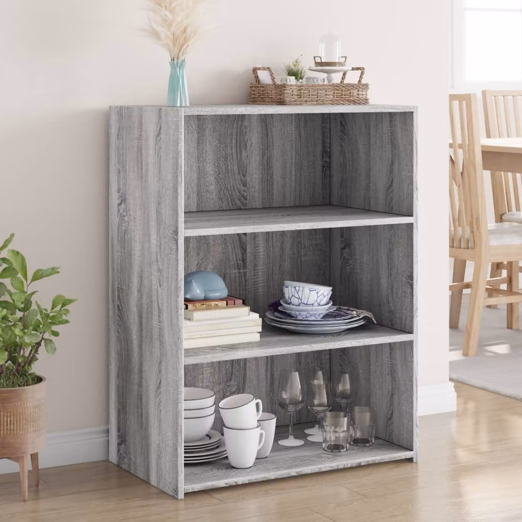 Credenza moderna vidaXL in legno multistrato e MDF, colore Grigio Sonoma, L 70 cm x P 41 cm x H 93 cm