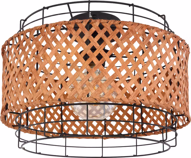 Lampada a soffitto, nera, rotonda, con struttura a gabbia, diametro 35 cm