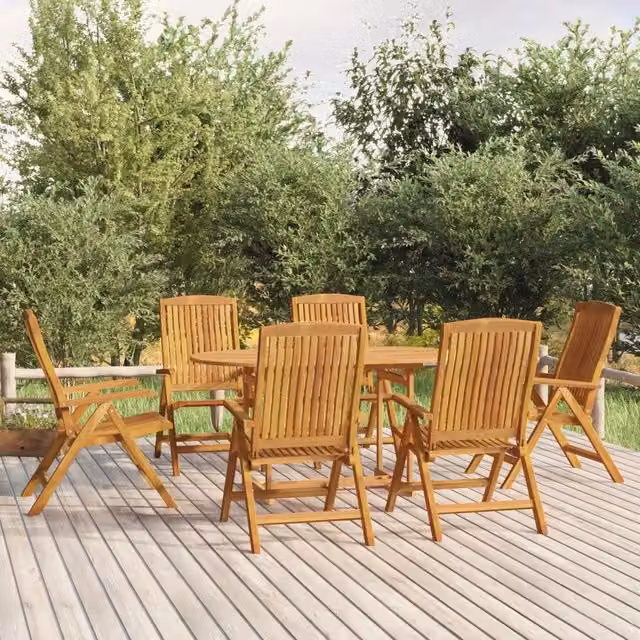 Set da pranzo da giardino vidaXL in legno di teak marrone, 7 pezzi