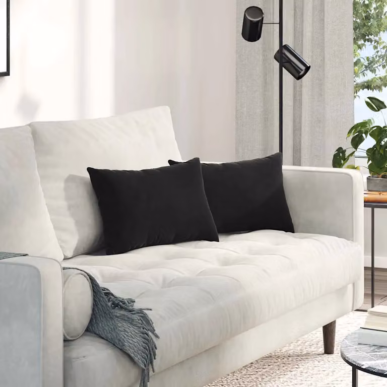 Set di 2 cuscini da divano vidaXL in tessuto a coste, colore nero o verde, L 50 cm x P 30 cm con rivestimento rimovibile