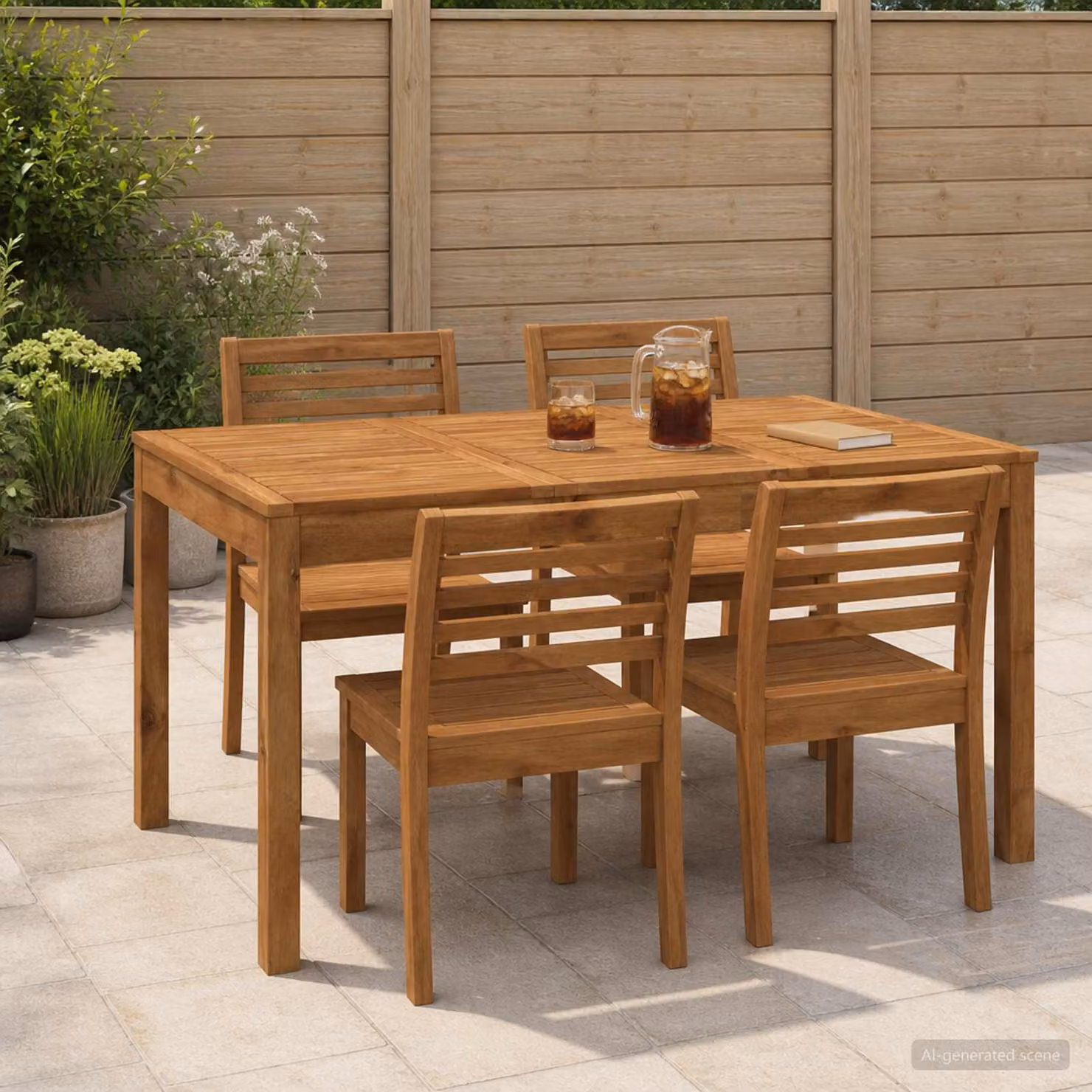 vidaXL Tavolo da giardino rettangolare in legno di acacia marrone L: 141 cm, P: 80,5 cm, H: 75 cm