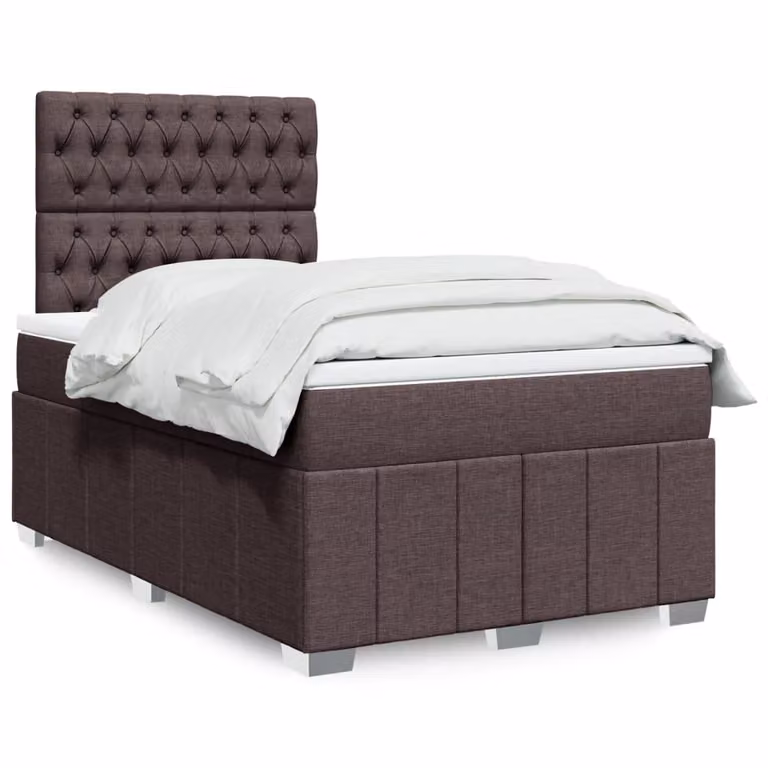 vidaXL Giroletto a Molle Ibrido con Materasso a Tasche, Marrone e Bianco, L/P/H: 120 x 190 x 150,5 cm