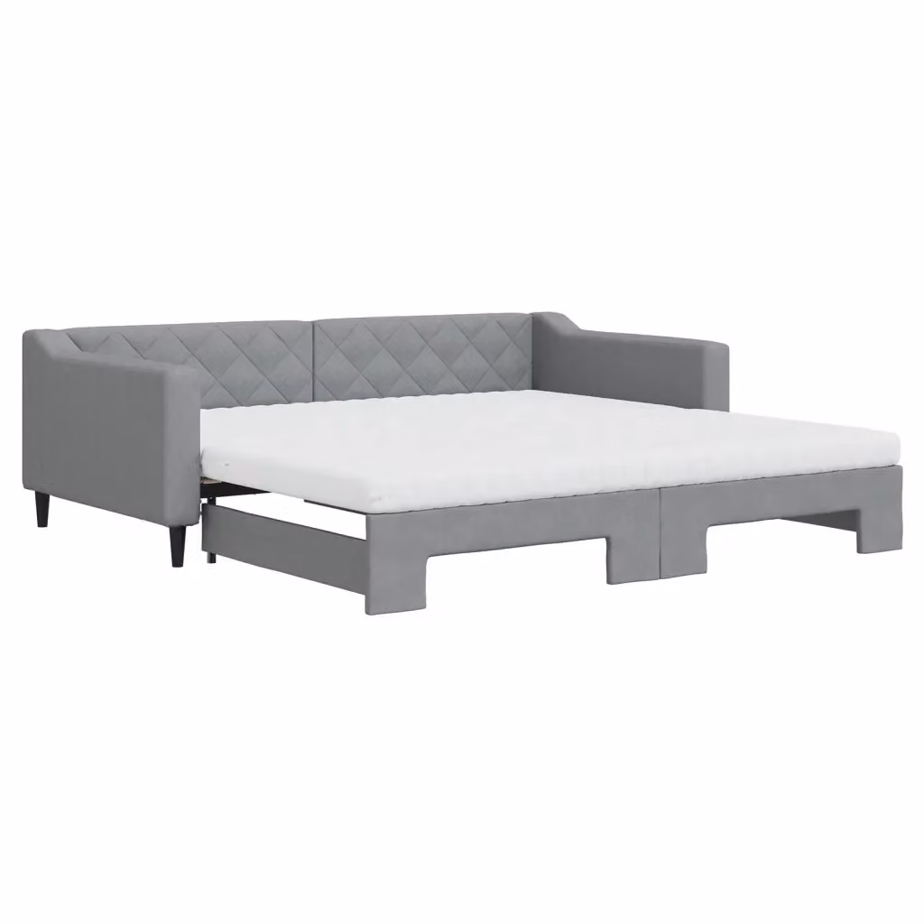 Divano Letto Estraibile vidaXL in Tessuto Grigio con Cassetto per Materasso 100x200 cm – 2