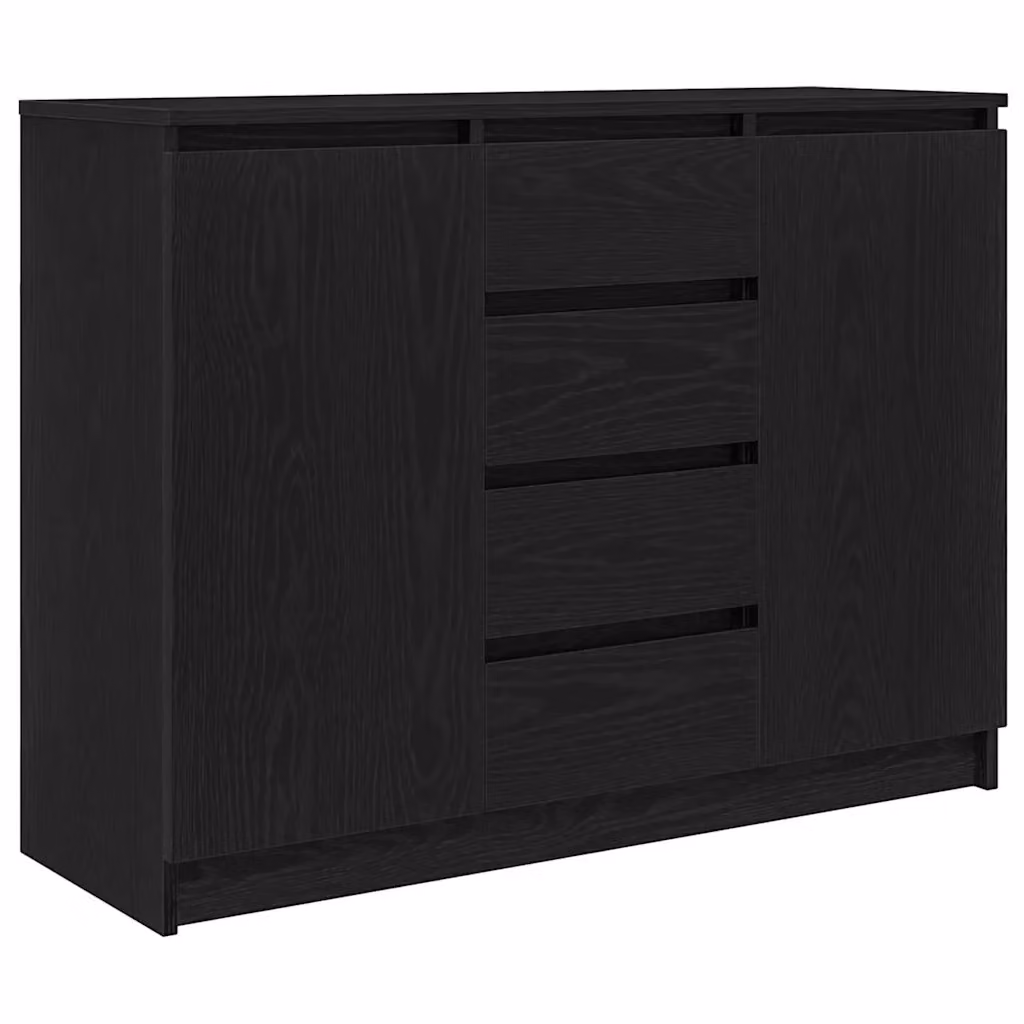 Credenza moderna vidaXL in MDF nero per soggiorno o ufficio L: 100,5 cm, P: 35 cm, H: 76 cm – 2