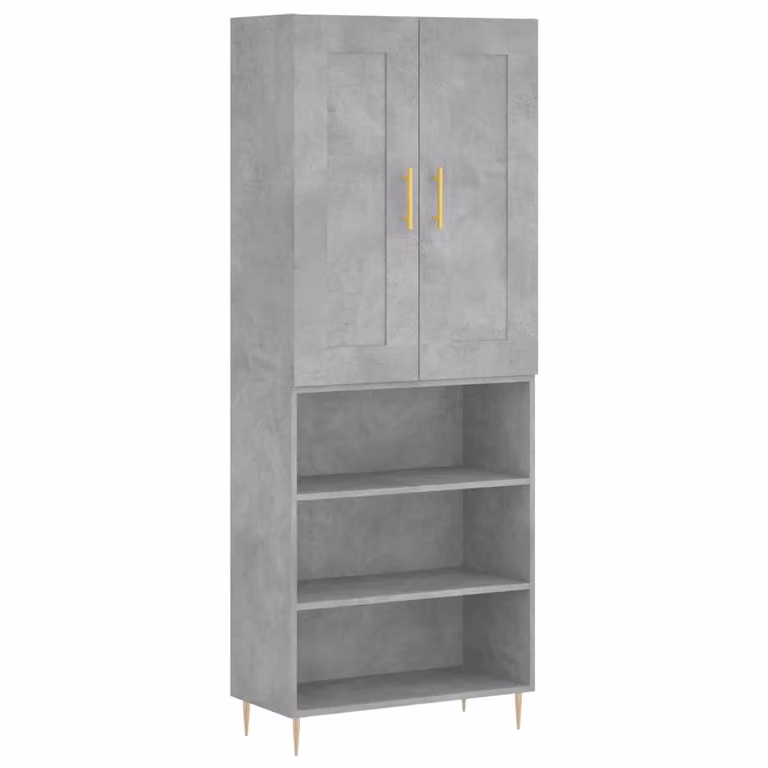 Credenza Grigio Cemento 69,5x34x180 cm in Legno Multistrato