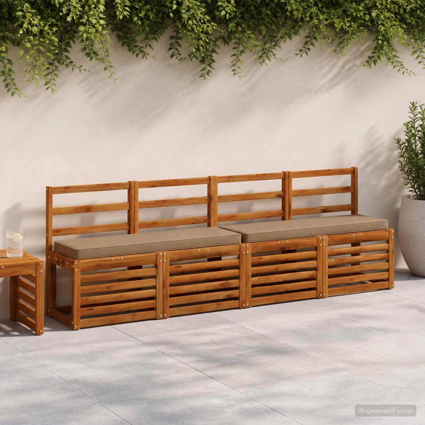 Cuscino per Panchina vidaXL VUGHT in Poliestere, Colore Tortora/Grigio/Beige con Rivestimento Rimovibile e Lavabile