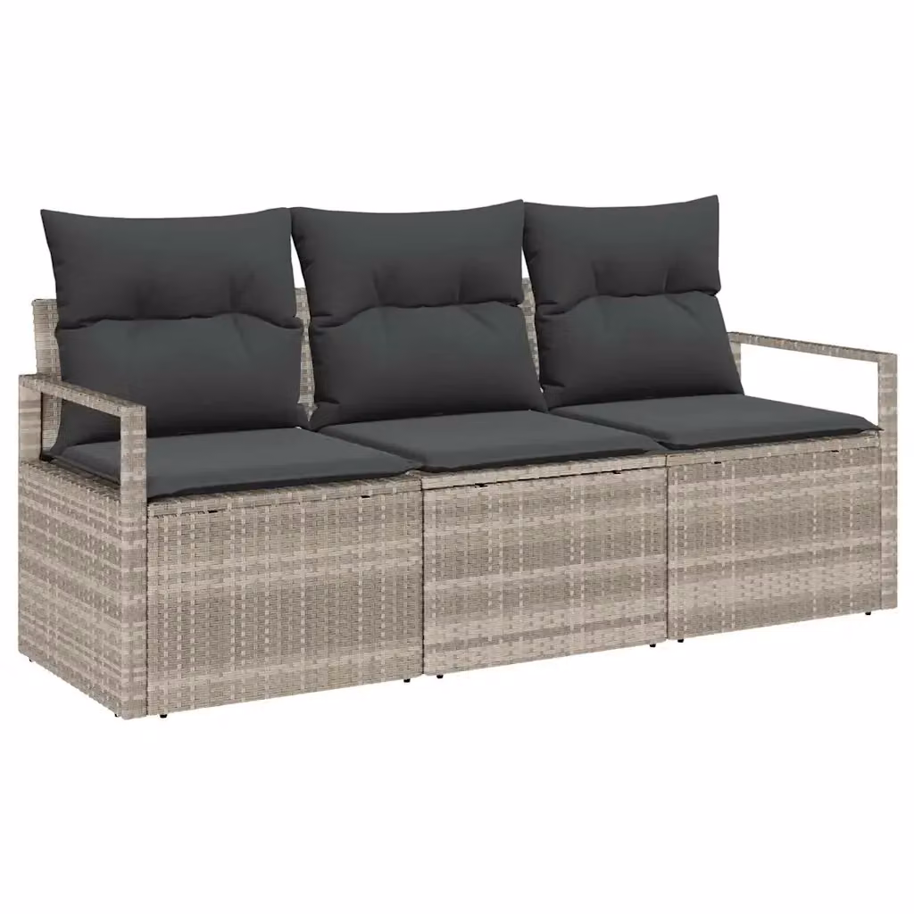 Set di divani da giardino vidaXL in rattan grigio con cuscini inclusi – 2
