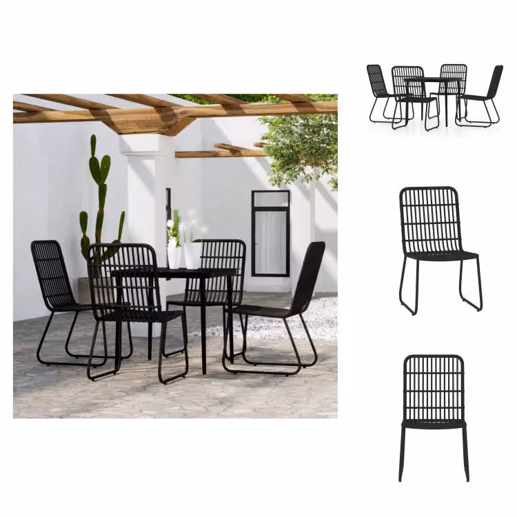 vidaXL Set da pranzo da giardino 5 pezzi nero - Set di mobili da giardino