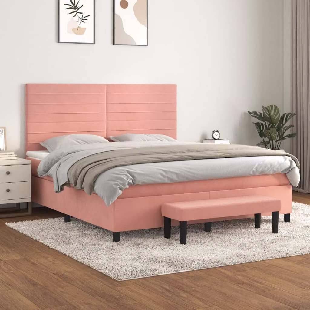 Maison Exclusive - Letto boxspring con materasso Rosa 180x200 cm Velluto