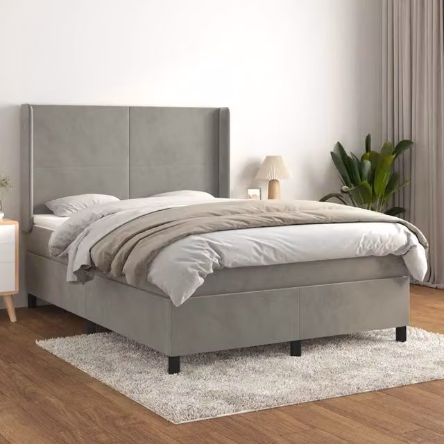 Letto Ibrido con Materasso in Velluto Grigio Chiaro e Bianco vidaXL L/P: 140 x 190 cm