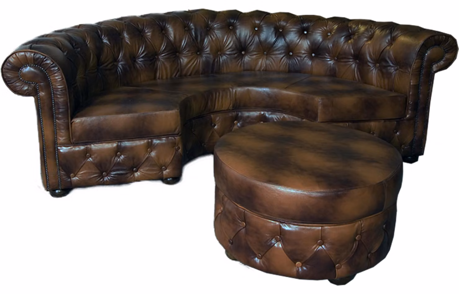 Rundsofa Sofa Couch Polster Rund Eck Chesterfield Sitz Ecksofa Eck Garnitur