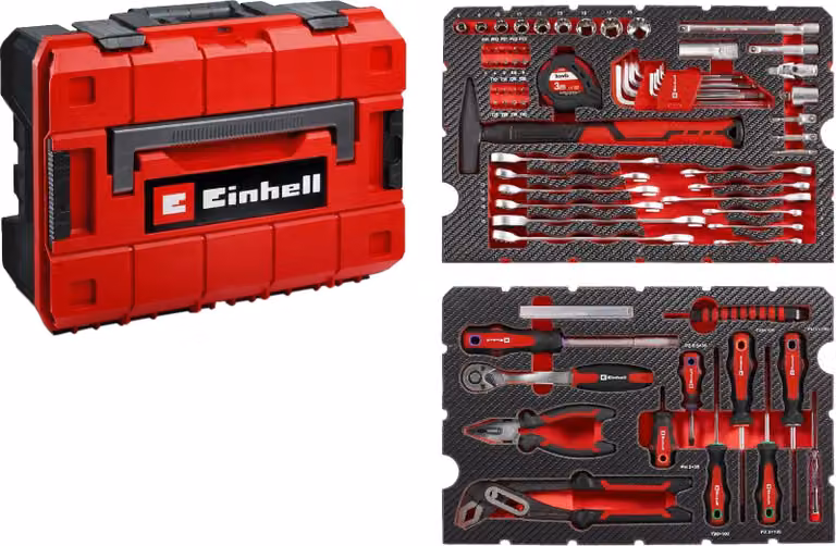 Einhell E-CASE 370570 Valigia portautensili equipaggiata con 80 pezzi (L x A x P) 44,4 x 32,9 x 13,1 cm (370570)