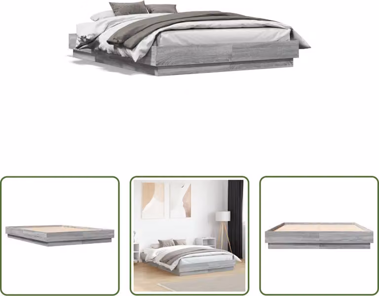 The Living Store Struttura letto grigio Sonoma 120x190 cm in legno