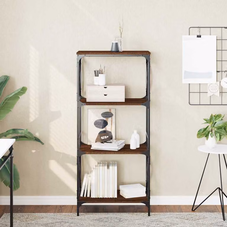 Libreria vidaXL in stile industrial con 4 ripiani, Rovere Marrone, L: 59 cm, P: 35 cm, H: 132 cm