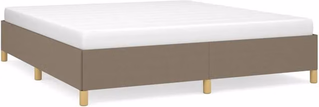 Letto matrimoniale per adulti con struttura imbottita in tessuto beige e doghe in legno L/P/H: 183 x 200 cm – 1