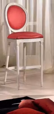 Sgabello shabby chic in legno di faggio imbottito in ecopelle con fregi Mobili 2G – 2