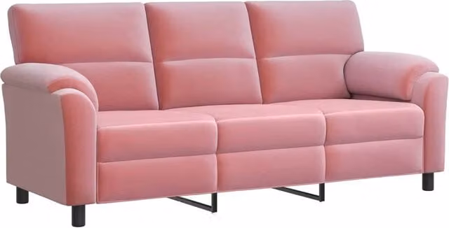 Divano moderno in velluto rosa vidaXL con struttura in metallo e coperture rimovibili L: 214 cm, P: 85 cm, H: 93 cm – 1