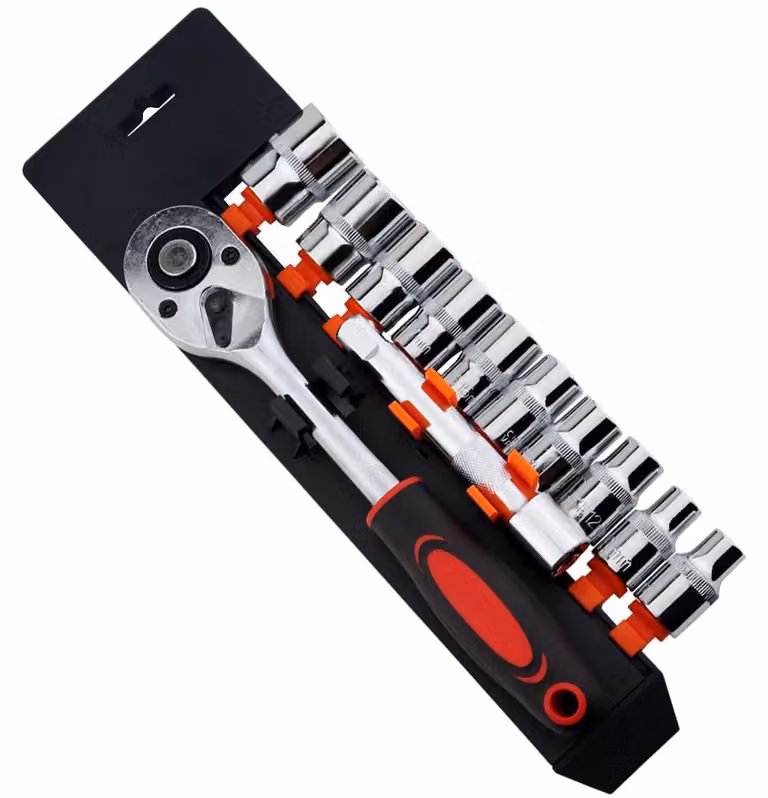 Omgoods - Set di 12 chiavi a bussola con cricchetto reversibile