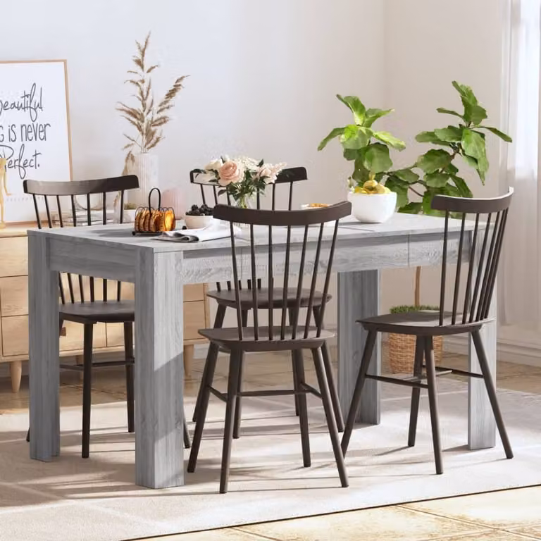 The Living Store tavolo da pranzo grigio Sonoma 140x74,5x76 cm in materiale ligneo