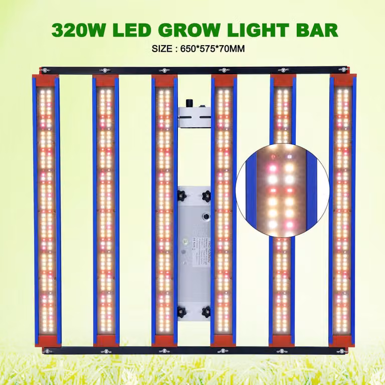Lampada di coltivazione a LED, spettro completo - 320W - in alluminio - per ortaggi e fiori - con pratica manopola di regolazione dell'intensità