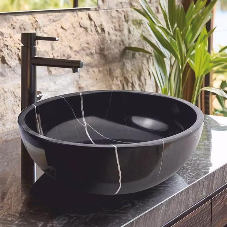 Casa Padrino Lavabo in marmo nero Ø 42 cm - Accessori per il bagno