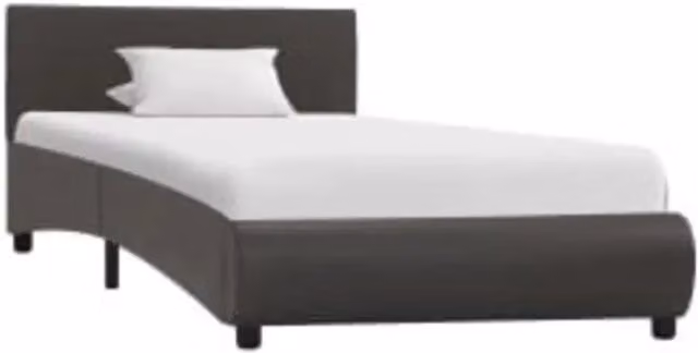 Letto singolo | Letto per adulti | Giroletto con LED Grigio in Similpelle 100x200 cm