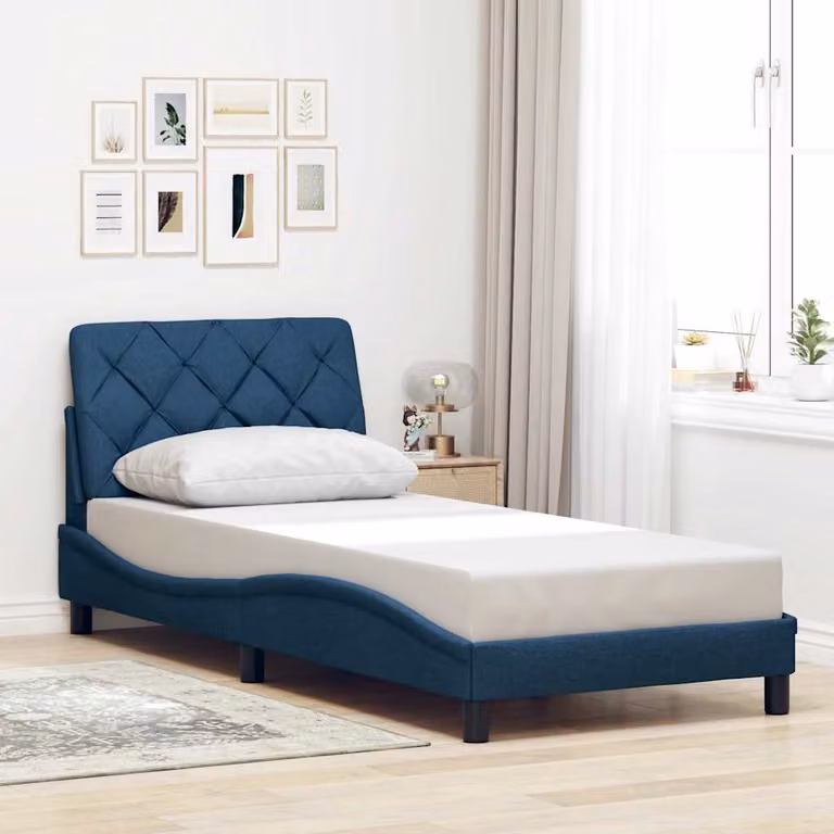 vidaXL Giroletto senza Materasso Blu in Tessuto 90x200 cm
