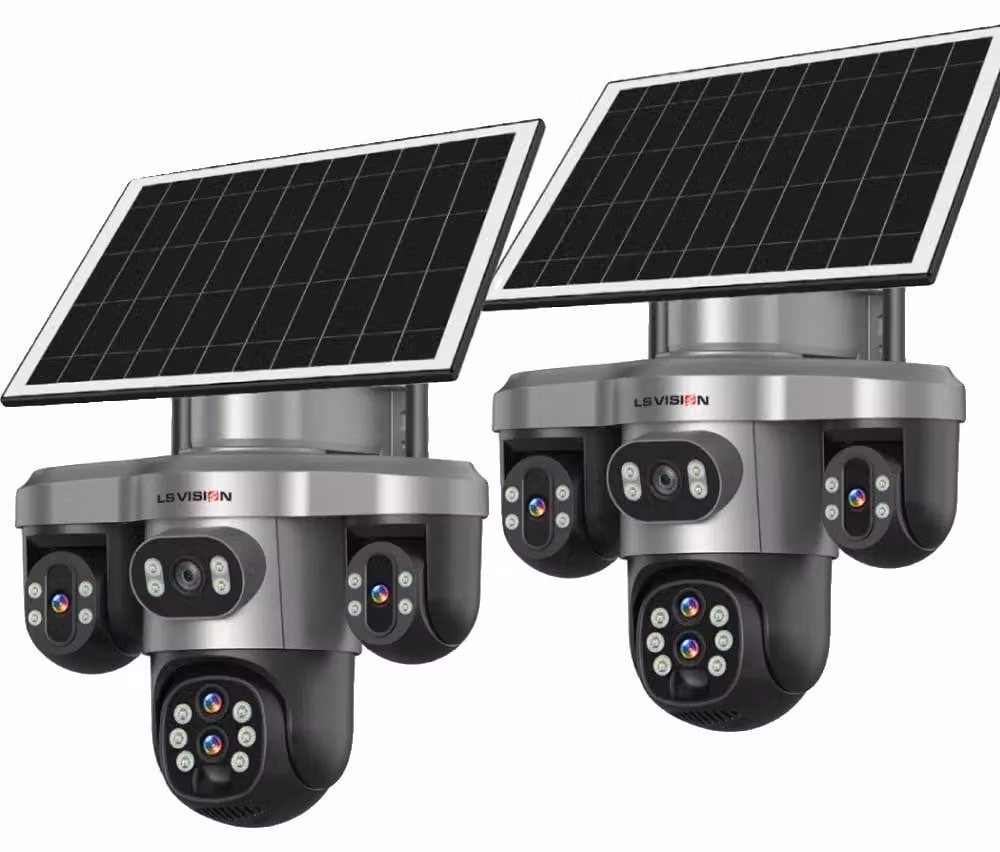 Telecamera di sicurezza, angolo di visione a 360°, zoom ottico 10x, confezione da 2 telecamere WiFi da 20MP con zoom 10x