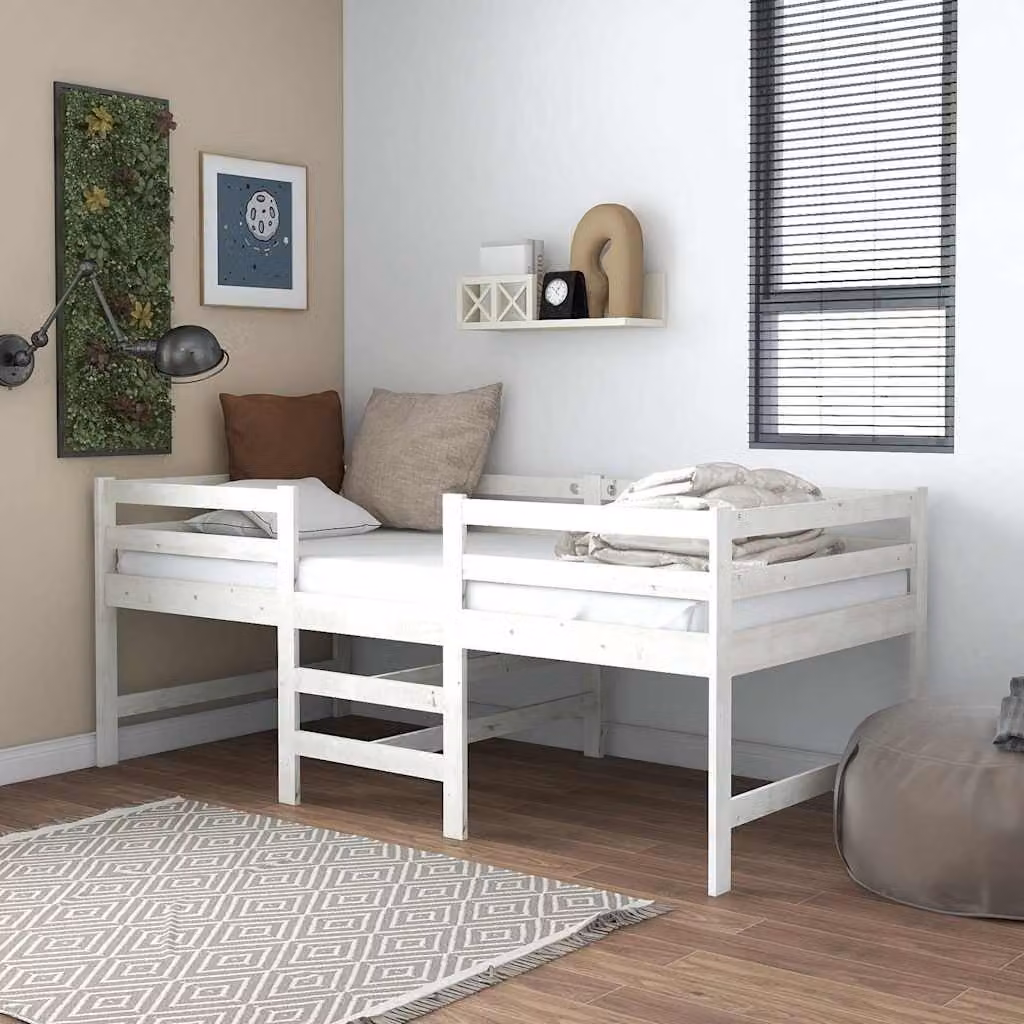 Giroletto senza materasso vidaXL in legno massello di pino bianco L/P/H: 200 x 90 x 80,5 cm – 1