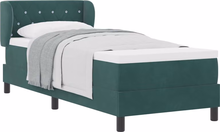 Letto a molle con testiera Verde scuro 80 x 200 cm Velluto