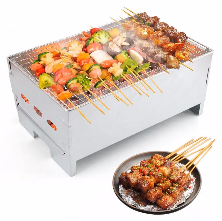 Mini griglia per barbecue a carbone - Compatta, ideale per giardino e campeggio