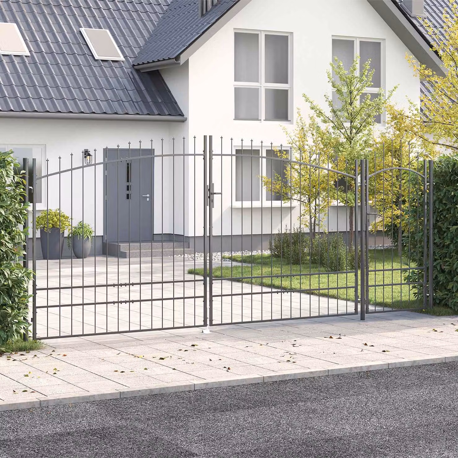 Cancello da giardino doppio vidaXL WOERDEN in acciaio antracite L: 500 cm, H: 200 cm