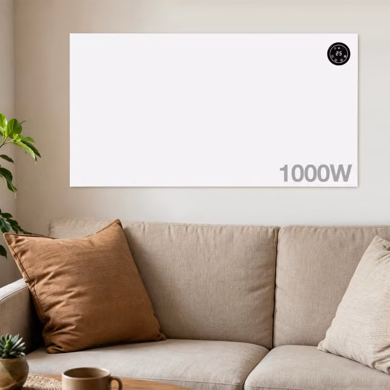 Ikodm, riscaldatore a infrarossi da 1000W, riscaldatore elettrico con app Wi-Fi, termostato, telecomando, adatto per montaggio a parete o da appoggio, colore bianco