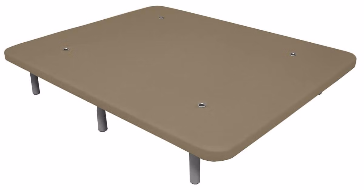 Struttura del letto in metallo, dimensioni 90x190 cm, con 5 traverse, 6 gambe da 27 cm, colore beige
