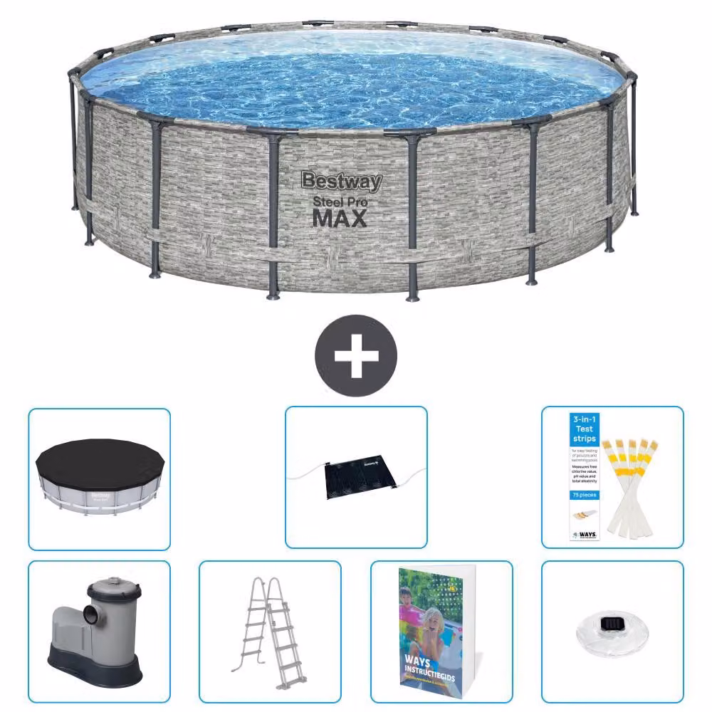 Piscina gonfiabile Bestway Steel Pro MAX, rotonda, 488x122 cm, composta da 6 parti, modello S598