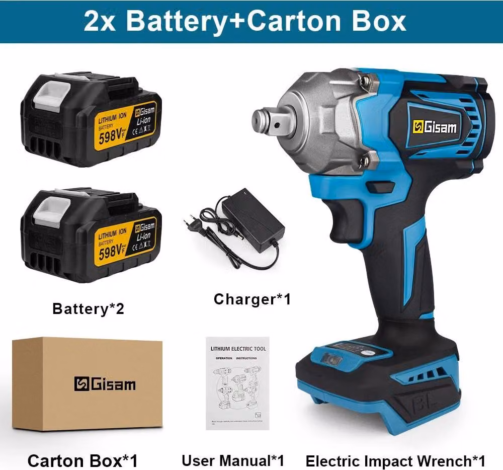 Avvitatore a impatto a batteria - Brushless 18 V - Coppia 1200 Nm - 6800 giri/min - Attacco quadrato da 1,27 cm - 2 batterie - Bianco
